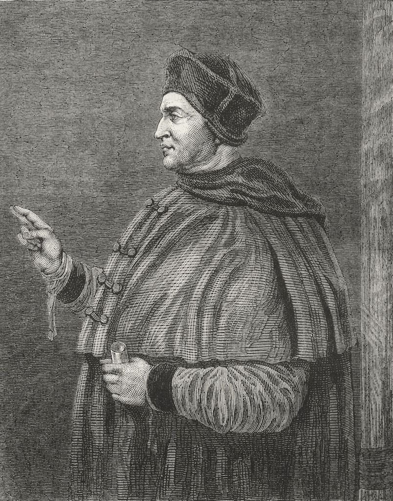 HAMPTON COURT PALACE. Cardinal Wolsey (After Holbein) 1888 old antique print